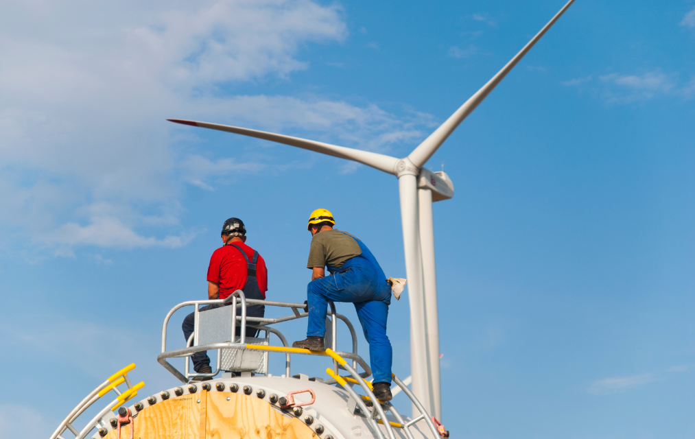 Men working on wind turbine