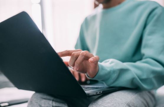 Person working on a laptop