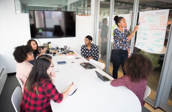 Team meeting in conference room
