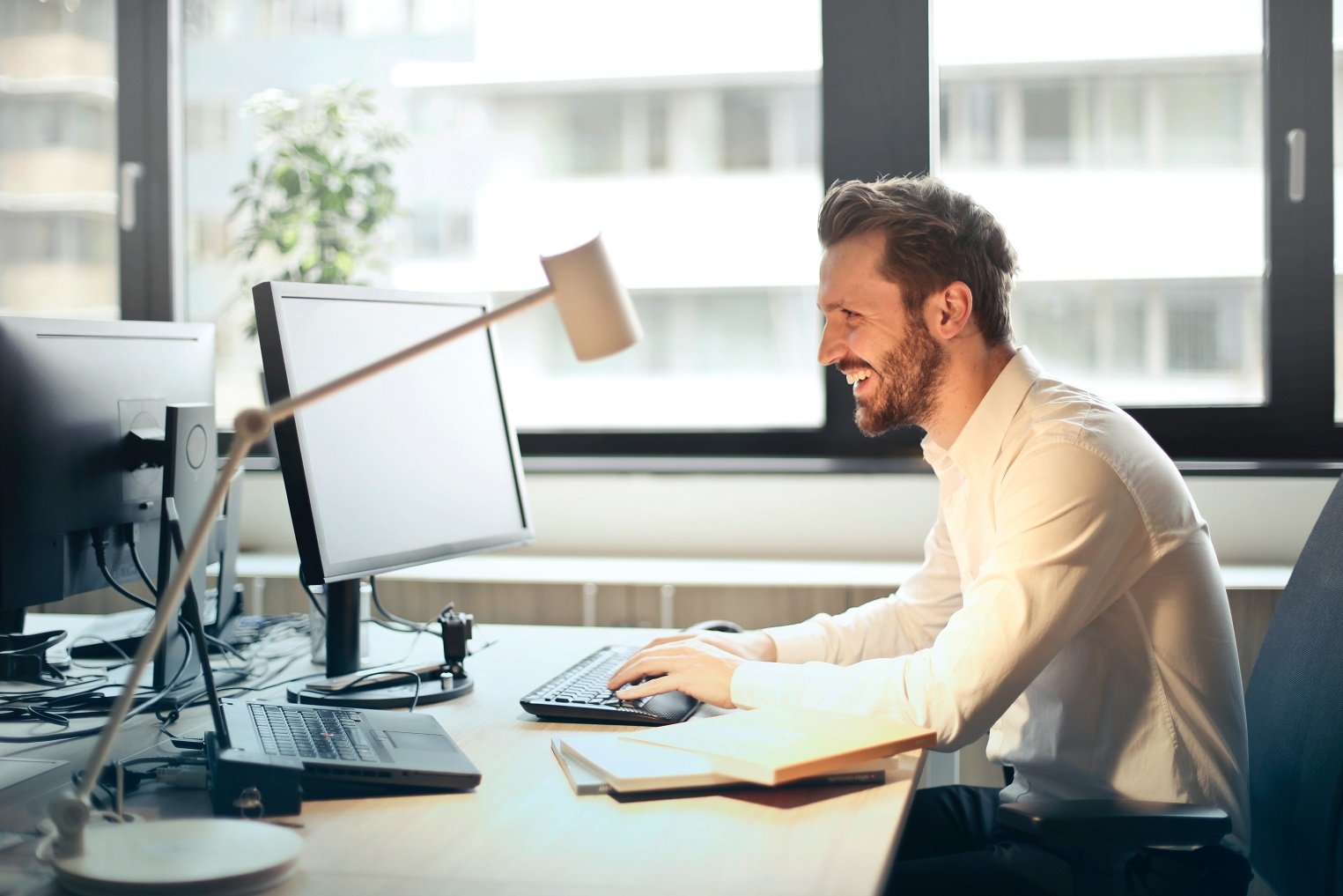 man working on laptop