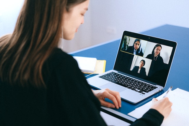 woman on video call