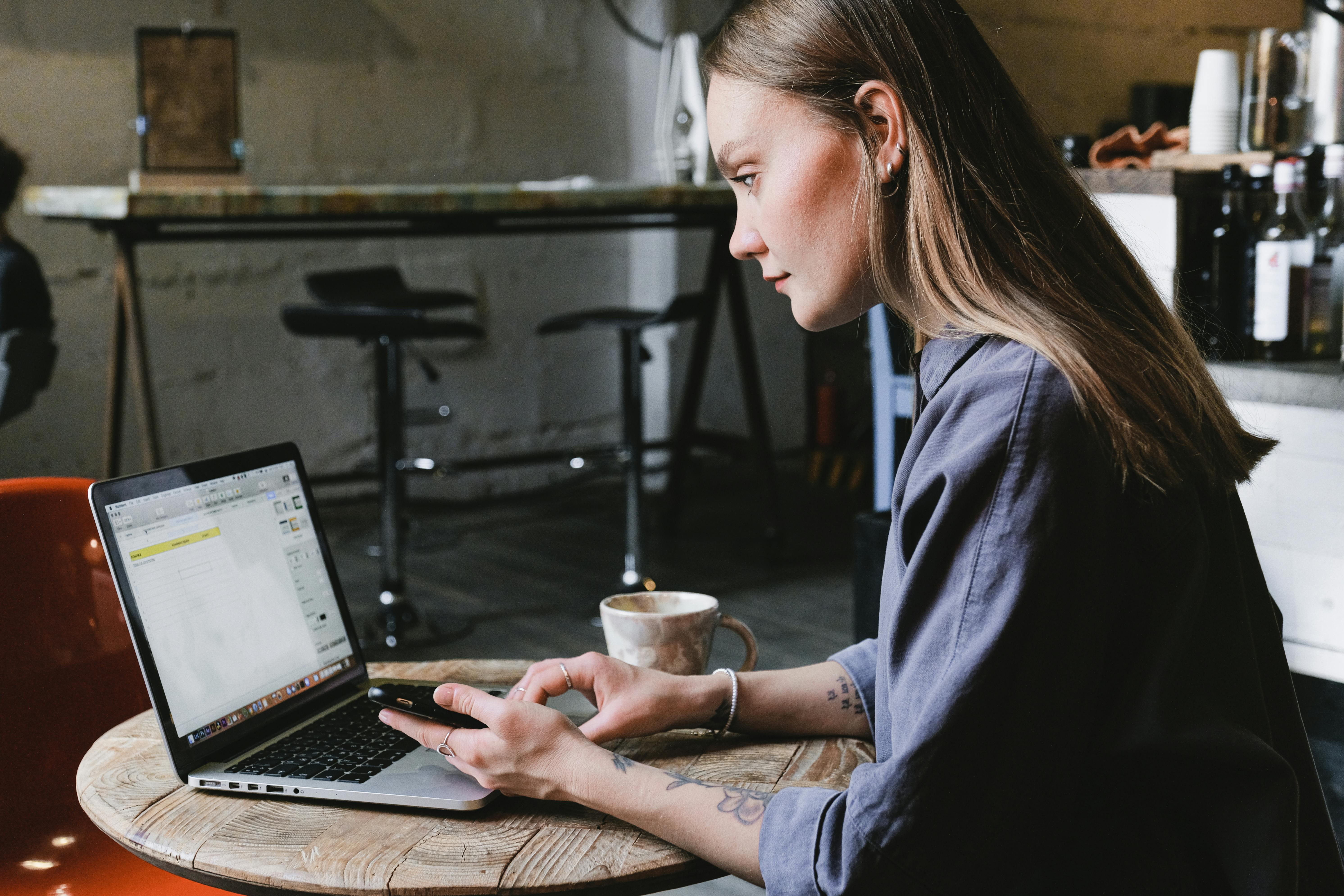 Woman typing on computer